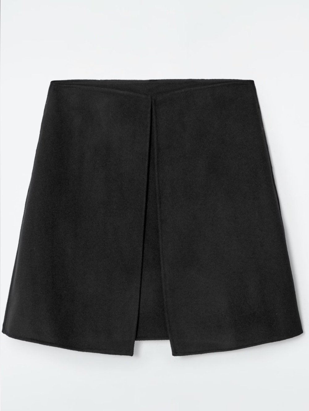 COS Fold-Detail Double-Faced Wool Mini Skirt Black Medium